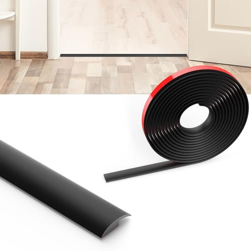 Flintronic 1.2M Laminate Flooring Threshold Transition Strip, PVC Floor Divider Strip Transition Strip, Self Adhesive Threshold Strip, Door Strip Threshold Bars for Joining Floor,Carpet,5mm Black