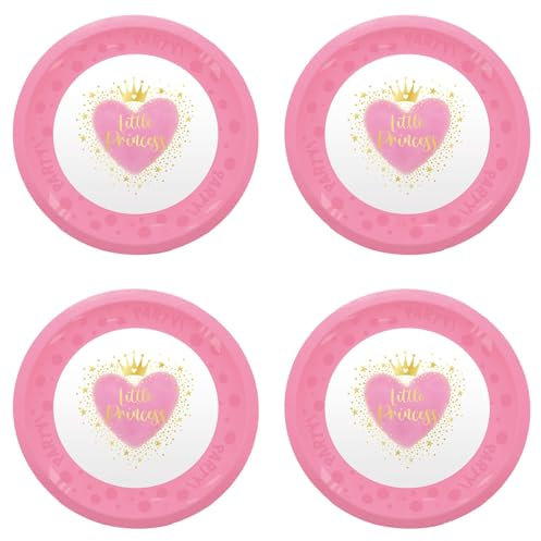 Procos - Assiette Little Princess en plastique, 4 pièces, réutilisable, vaisselle de fête pour anniversaire ou fête à thème, Petite Princesse