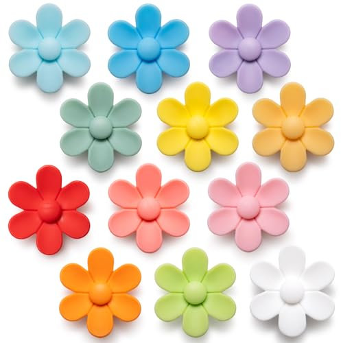 SUNURS 3D Solide Farbe Blume niedlich Kühlschrankmagnete für Schließfach, Bunte Starke dekorative lustige Kühlschrankmagnete für Whiteboard, Küche und Büro (12 Stück)