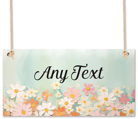 Personalised Signs Wooden Hanging Plaque with Any Text Garden Signs Door Wall Sign Garden Decor Home Decor Signs Plaques for Outside Welcome Sign Gardening Gifts (Design 1)