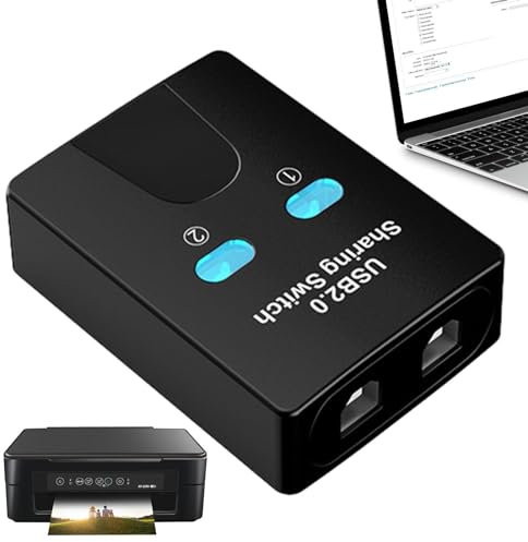 Hub de caja de interruptor para compartir USB - Compartidor USB de 2 puertos | Práctico conmutador KVM para impresora y mousee, conmutador KVM 2 entradas 1 salida compatible con caja de teclado