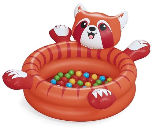Bestway Bällebad Kleiner Panda, 107 x 94 x 58 cm, ab 2 Jahren, aufblasbarer Boden, Sicherheitsventile, 50 Spielbälle, strapazierfähiges PVC, fördert motorische Fähigkeiten und Vorstellungskraft