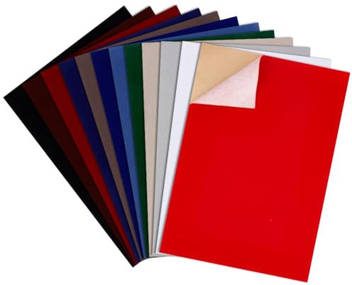 BENECREAT 24 hojas autoadhesivas de terciopelo flocado de 12 colores, 29,5 x 20 cm, tela de costura para cajón, caja de joyas, decoración de arte, 0,7 mm de grosor