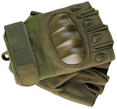 WOONEKY Reithandschuhe Rutsch Schutzhandschuhe Halbfinger Fitness Outdoor Handschuhe Atmungsaktiv Bequem Stoßfest Schweißhemmend Grün XL