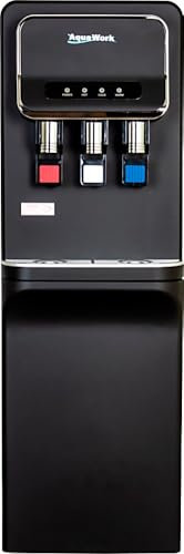 AquaWork, dispensador de agua, V93-W, pie de suelo, calefacción de 550 W, refrigeración de 75 W, 3 grifos, negro