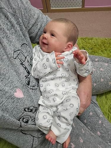 ROSHUAN Reborn Realistische Babypuppen Junge 18 Zoll 48 cm Lebensechte Babypuppen Lebensechte Größe Lächelndes Baby Vollsilikon Weich Gewichtet Neugeborenes Baby Puppen