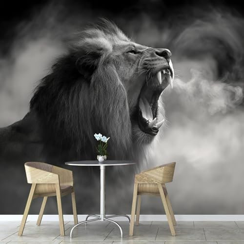 Fototapete Wütender Löwe Tier 3D Effekt 350× 256 cm Tapeten,Moderne Tapeten Wandbild Wandtapete Dekoration Wohnzimmer Schlafzimmer