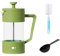 W&M Cafetera - Cafetera Francesa - Prensa Francesa - French Press - Cafetera Manual - Cafetera Acero Inoxidable - Vidrio de Borosilicato - Triple Filtro - Cuchara Medidora + Limpiador - Verde - 350ml