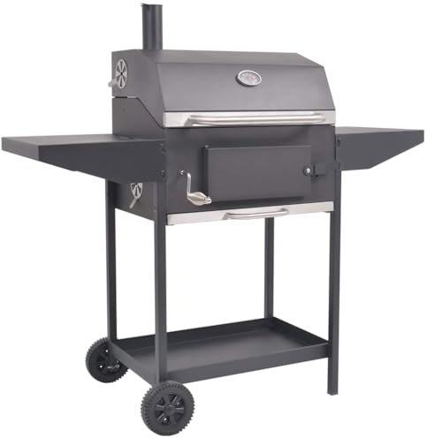 Furniture Item Home BBQ Holzkohle-Smoker mit Bodenablage, Schwarz-Möbel