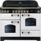 Rangemaster Classic Deluxe 110cm Electric Range Cooker with Ceramic Hob - White/Brass - A/A Rated