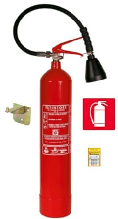 ESTINTORE A CO2 KG 5, CERTIFICATO, DI NUOVA COSTRUZIONE, FORNITO DI STAFFA E CATELLO + TAGLIANDO DI CONTROLLO APPLICATO TRAMITE ADESIVO SULL'ESTINTORE STESSO
