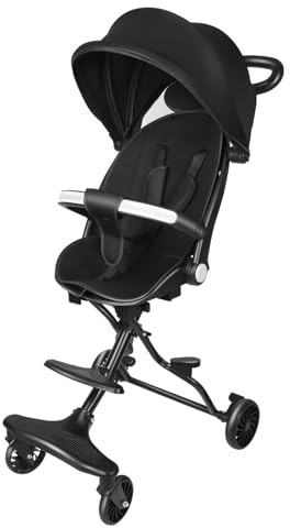 OHMG Kompakter Buggy, mit Liegeposition, von der Geburt bis 4 Jahre (bis zu 25 kg), verstellbarer Griff, 4 Räder, mit Sonnenschutz, kompakter Kinderwagen