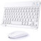 Nsyee Bluetooth Keyboard and Mouse, Universal Compact Wireless Keyboards, Rechargeable Portable for iPad/Samsung/Tablet/iOS/Android/Windows, UK Layout (White, Keyboard and Mouse)