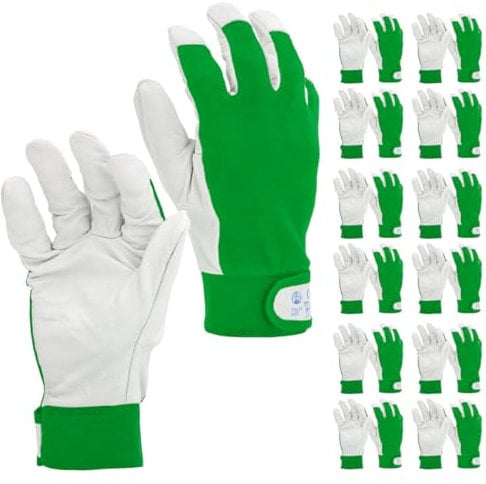 STI Guanti da lavoro in Pelle di Vitello e Cotone antinfortunistica meccanica giardino 8 M (Pacco da 12pz)
