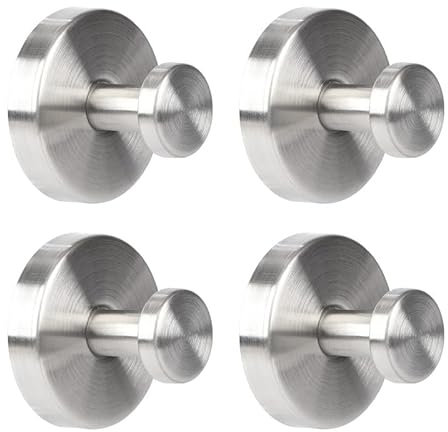 HZPZPP |Suction on Wall Wooks for Bathroom|Stainless Steel Waterproof Suction Hooks Without Drilling, Suitable for Bathroom Shower Towel Kitchen Glass Doors (4Pcs Sliver)