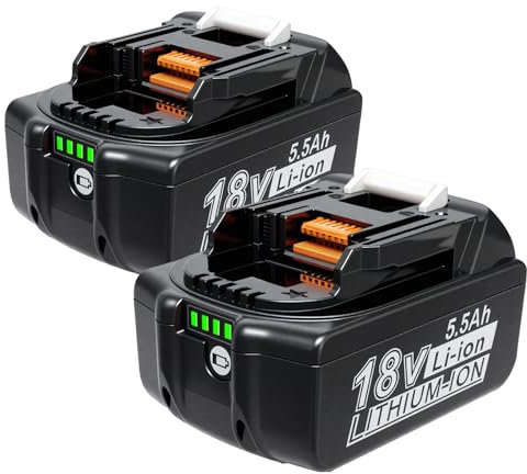 2 X 18V 5.5Ah Batterie pour Makita BL1860B BL1860 BL1850B BL1850 BL1845 BL1840B BL1840 BL1835 BL1830 BL1820 BL1815 Batterie d'outils LXT-400 avec indicateur LED