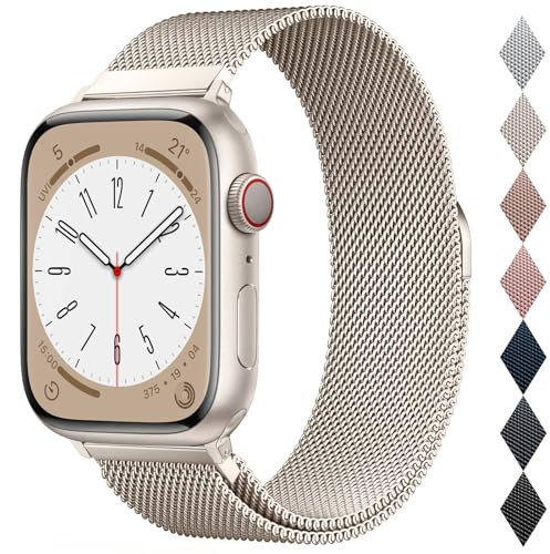 Original Milanese Loop Compatible with Apple Watch Straps 38mm 40mm 41mm 42mm 44mm 45mm 46mm 49mm Women & Men, Magnetic Clasp Adjustable Metal Bands for iWatch Series 10 9 8 7 6 5 4 3 2 1,Ultra,SE