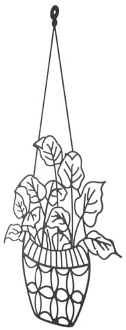 POPETPOP Décoration Murale En Métal De Fleur Pour Intérieur Et Extérieur, Panier à Fleurs Suspendu Solide, Acier Résistant, Finition Noire, Décor Mural Cuisine Et Jardin