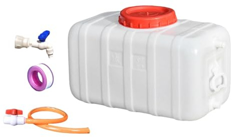 LOVIVER Tanque de Agua para Uso, Garrafa, Cubo de Almacenamiento Horizontal con Grifo y Manguera para Camping, Jardín y Riego Agrícola
