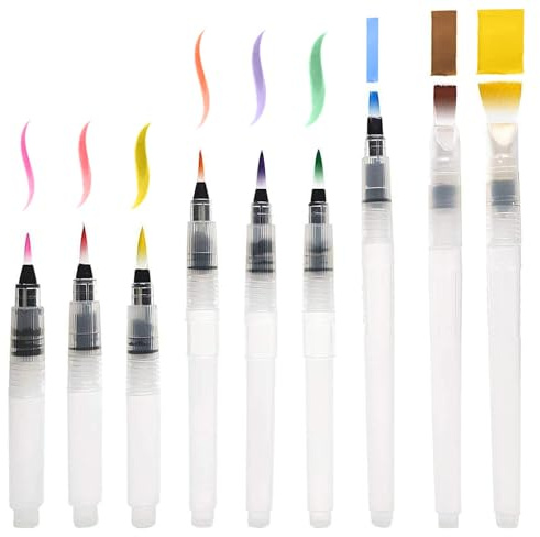 9er-Set Wasserpinsel, Spitzen- und Flachpinsel-Kombination, aquarellpinsel, wassertankpinsel