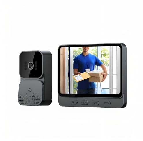 Winnes Video-Türsprechanlage, digital, 4,3 Zoll (11,9 cm) Display, 1080p, kabellose Video-Türsprechanlage für den Außenbereich, Nachtsicht mit Kamera, 2,4 G WiFi, Keine App