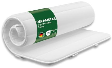 DREAMSTAR Topper 90x190cm mit Schaumkern | atmungsaktiver Matratzentopper mit 4 Eckgummis | Bequeme Matratzenauflage für Boxspringbetten, Schlafsofas, Wohnwagen, Camping | Öko-TEX®| 90 x 190cm