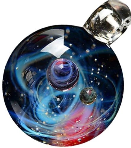 Collier avec pendentif en forme d'étoile et boule de cristal de 2,2 cm - Collier en verre - Pendentif céleste de rêve pour Saint-Valentin, anniversaire, amoureux de l'espace, meilleures amies, filles