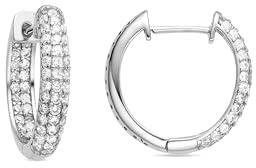 LUXENTER Ohrringe aus 925er-Sterlingsilber mit glänzendem Zirkonia, rhodiniert, silberfarben, Schmuck für Damen, Modell Deuka