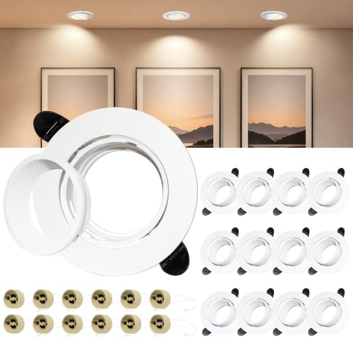 Laiebri Einbaustrahler GU10 12er Set, 45° Schwenkbar Einbaurahmen 72-82mm mit GU10 Fassung, Blendfrei Deckenspots mit Abnehmbare Frontabdeckung, Rund Weiß Einbauleuchten Rahmen, Ohne Leuchtmittel