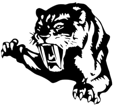 Säbelzahntiger Autoaufkleber, Schwarz, Reflektierend, Wasserfest, Deko-Aufkleber mit Tiger-Motiv, geeignet für Autos, Kühlschränke und Laptops (22cm(8.66inch))