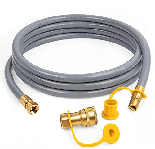 GASPRO 3/8 ID Natural Gas Hose, Low Pressure LPG Hose with Quick Connect, for Weber, Char-Broil, Pizza Oven, Patio Heater and More, 12-Foot