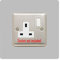 Single Socket Surround | Square | Acrylic Back Panel or Finger Plate | Light Switch Plug, Font Colour:Grey