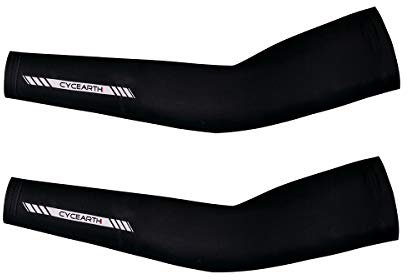 CYCEARTH Calentadores de brazos de ciclismo unisex de verano con protección UV, fundas transpirables para brazos de bicicleta (negro, XL)