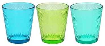 Tognana Set 3 Bicchieri, Vetro, Multicolore in tonalità azzurro