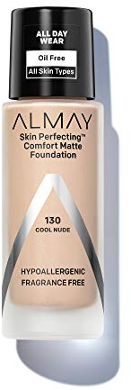 Almay Skin Perfecting Comfort Matte Foundation, hypoallergen, ohne Tierversuche hergestellt, ohne Zubereitung, dermatologisch getestet, flüssiges Make-up, kühles Nude