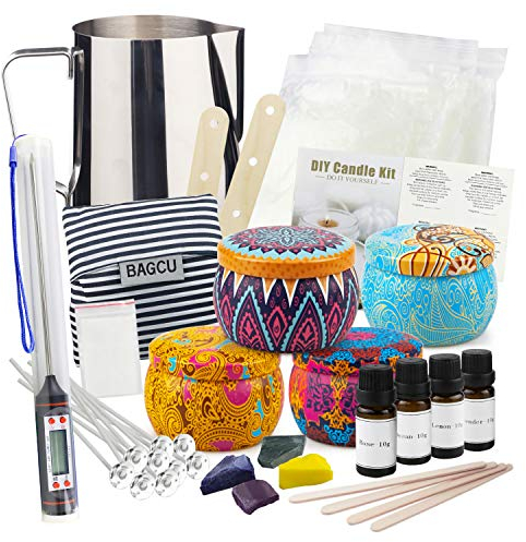 Yinuo Mirror Candle Making Kit Candle Supplies Set, Art Crafts for Adults with 800g Beeswax, Fragrance Oil, Candle Wicks, Melting Pot, Tins, Dyes, Wooden Sticks, Centering Devices