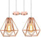 iDEGU 2 PACK Suspension Luminaire Moderne, Lustre Plafonnier Industriel Lampe de Plafond Abat-Jour en Forme de Cage Métal Décoration d'éclairage pour Chambre Salon Salle à Manger, Or Rose (20CM)