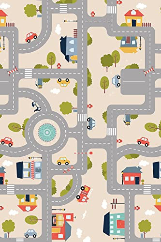 ACHOKA verkehrsteppich waschbar junior 100 x 150 cm Vinyl beige