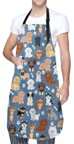 Sweetshow Niedliche Hundeschürze mit 2 Taschen und verstellbarem Hals, wasserdicht, für Küche, Kochen, Hundepflege, Schürzen für Damen und Herren, Hund, Einheitsgröße
