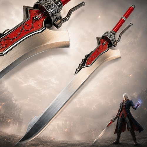 Devil May Cry Schwert – Dantes Sword Rebellion Version, Edelstahl, Videospiel-Metallschwert, Katana für DMC-Fans, Cosplays, Sammlungen & als Geschenk
