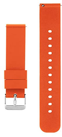 cobee Bracelets de montre en silicone, Sangles de rechange en caoutchouc souple imperméables à dégagement rapide avec boucle en acier inoxydable plaqué argent(22mm-vert armée) (18mm-Orange)