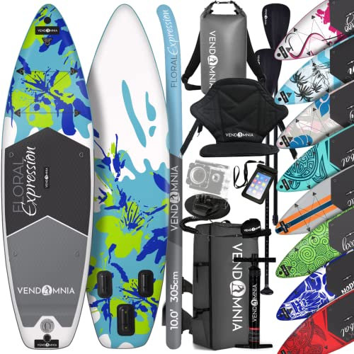 SUP Board Set 305x76x15 aufblasbar, Kajaksitz, Cam Halterung, Luftpumpe, Tragetasche, Rucksack, Drybag, Beinleine, Handytasche, Teleskoppaddel, Stand Up Paddle, Paddling, Paddelboard, Surfboard, 170kg