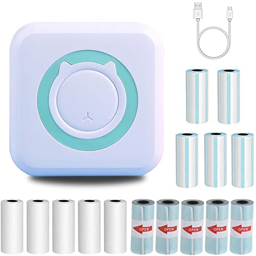 IGRARK Pocket Thermodrucker, Multifunktion Mini Fotodrucker, Bluetooth Drucker Beschriftungsgerät, USB Taschen Label Drucker mit 15 Rollen Druckerpapier Kompatibel mit Android- und iOS-System