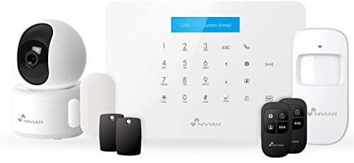 Nivian - Sistema de Alarma para Casa y Negocios Sin Cuotas Mensuales | Kit de Alarma WiFi/gsm | Control Remoto a través de App Tuya | Fácil Instalación Sin Cables | hasta 60 detectores
