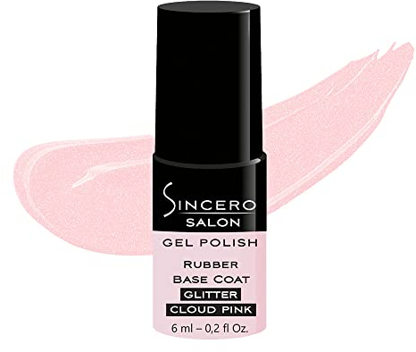 Sincero Salon - Rubber Base Gel Glitter Cloud Pink - Nagelhärter - UV Nagellack - Gel Nagellack für Nagelschutz - Gel Nail Polish für beschädigte Nägel - UV Gel für Nägel - UV Lack für Maniküre