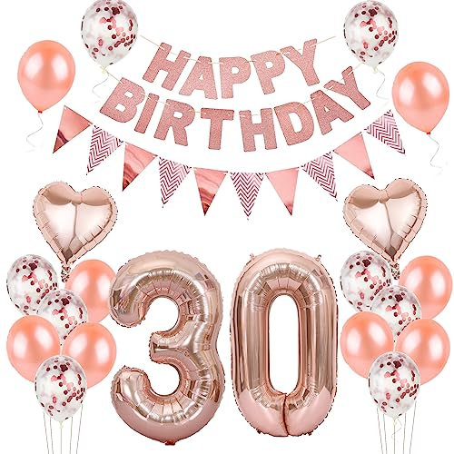 ballons or rose 30 anniversaire femme set, ballons d'anniversaire 30 ans décoration rose or ballons 30 ans anniversaire fille,déco anniversaire 30.anniversaire femme fille
