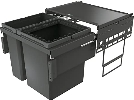 Naber Abfallsorter COX Base 460 R/600-2 in Anthrazit/Schrankbreite 60 cm/Abfalleimer/Abfallsammler/Mülleimer