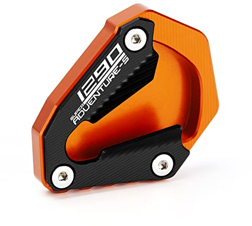 Modeer Kompatibel mit 1290 Super Adventure S 2021-2024 Motorrad CNC-Stütze Verlängerungsplatte Seitenständer Pad 1290 ADV 1290adv 1290S Zubehör (Orange/Schwarz)