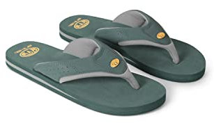Animal Jekyl Mens Flip-Flops - Slip-on, Lightweight & Comfortable Footwear with Soft Padded upper Straps - Best for Spring Summer & Outdoors Green Adult Shoe Size 7