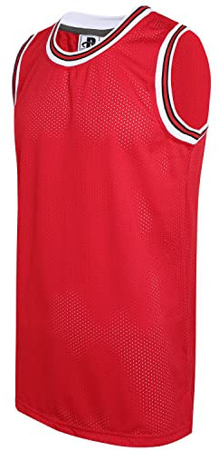 Dehaner Basketball-Trikot für Herren, Mesh-Training, Übung, Sport, Team-Uniformen, Fans-Outfits, Weißer Ausschnitt, rotes Jersey, Mittel